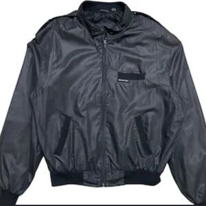 MEMBERS ONLY Vintage Black Racer Jacket Size 44L Size Small Long/Tall